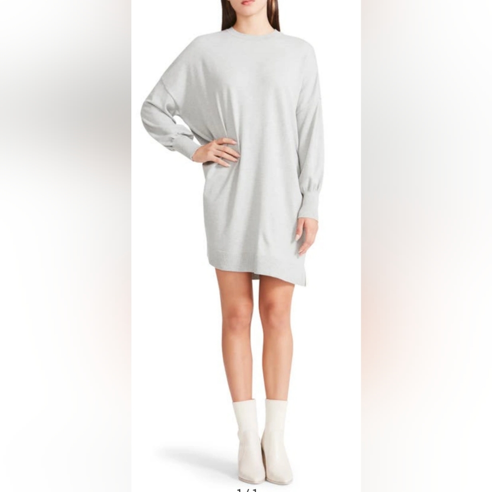 BB DAKOTA Olivia Long Sleeve Sweater Minidress Grey Size Medium 6-8  NWT